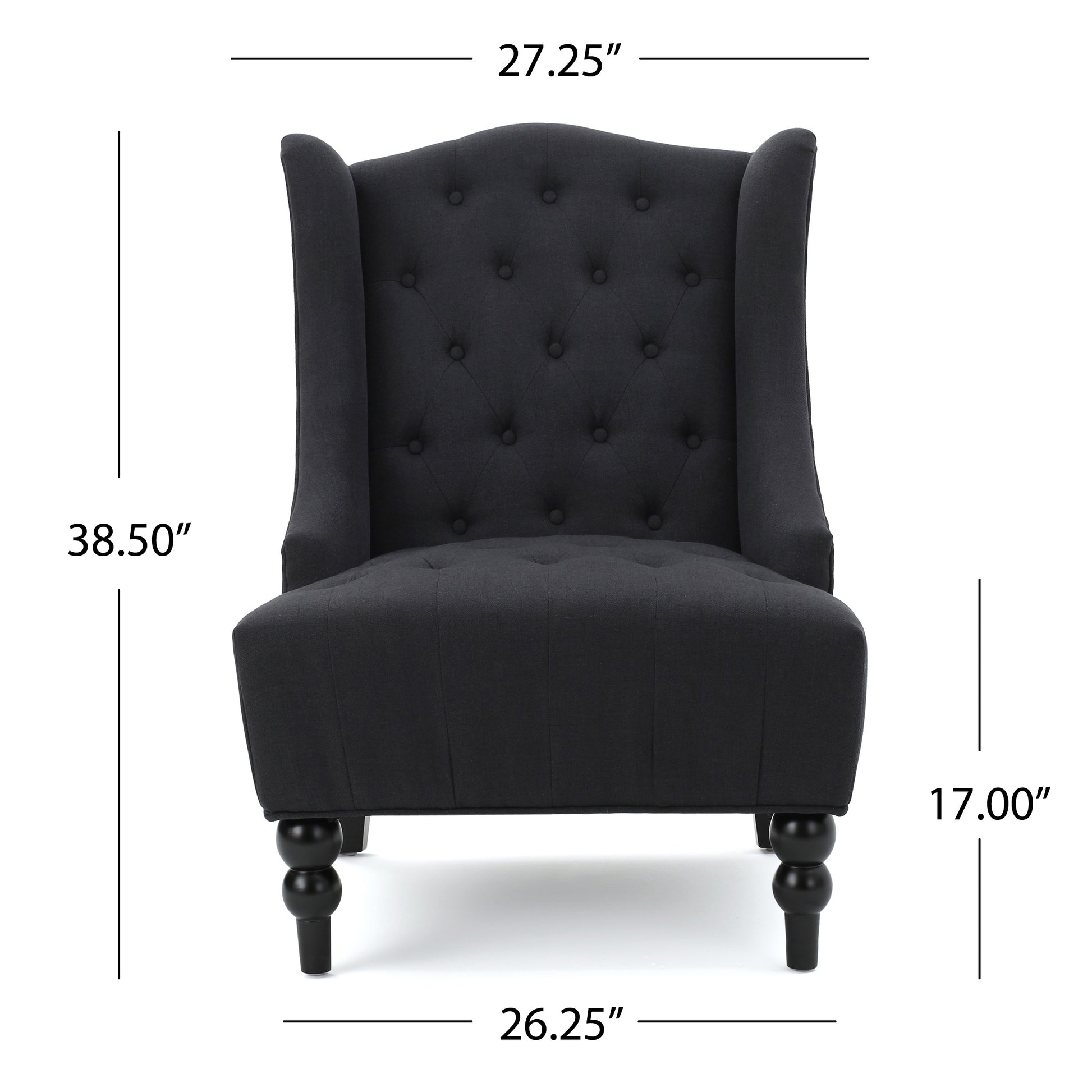 Toddman Hi Back Club Chair Charcoal Fabric