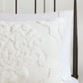 3 Piece Tufted Cotton Chenille Da Comforter Set Off White King Cal King King Off White Cotton