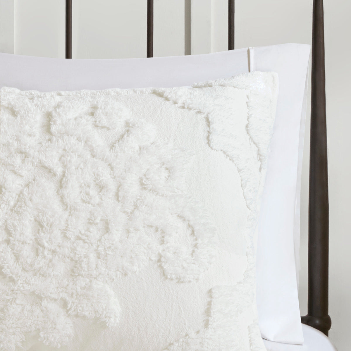 3 Piece Tufted Cotton Chenille Da Comforter Set Off White King Cal King King Off White Cotton
