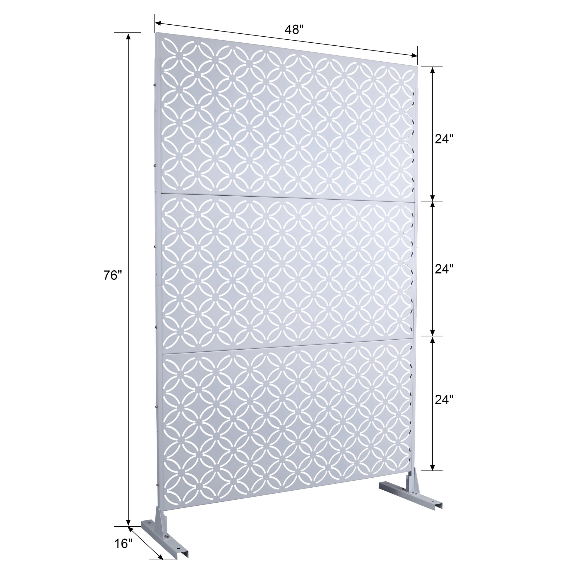 Outdoor & Indoor Privacy Screen Metal Privacy Screen 76" H 48" W, Freestanding Decorative Privacy Screen For Deck Balcony Patio, Privacy Fence Panels For Outside Lawn Garden Ps107 White White Steel