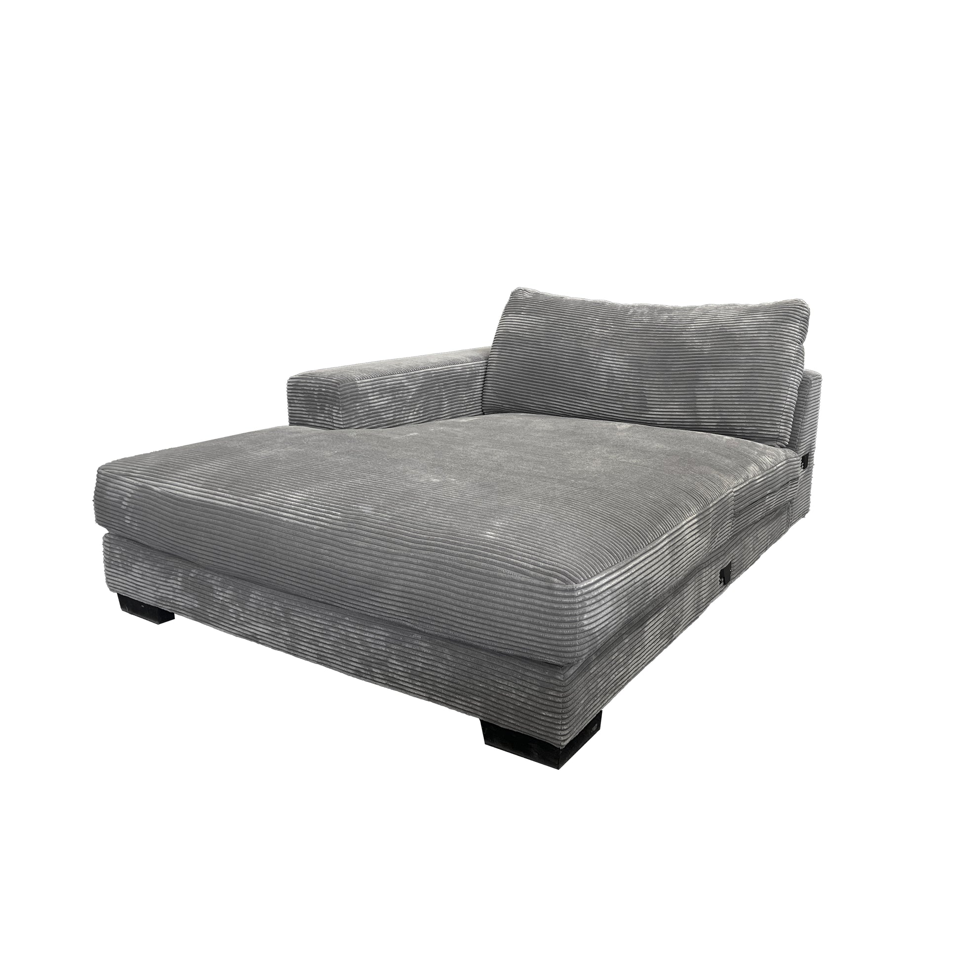 Bella Grey Corduroy Left Facing 2 Piece Sectional Grey Wood Corduroy 3 Seat