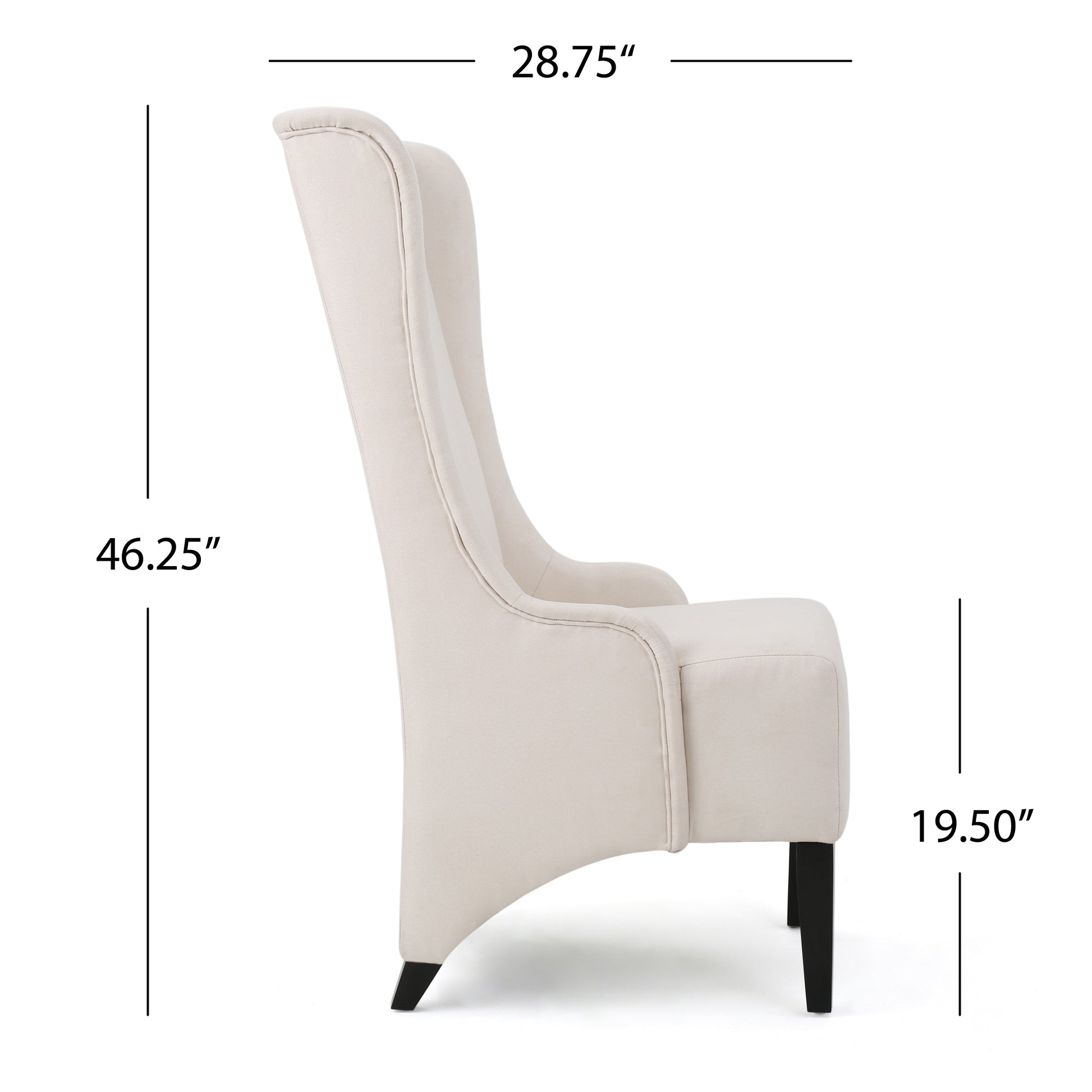 Dining Chair Beige Wood Fabric