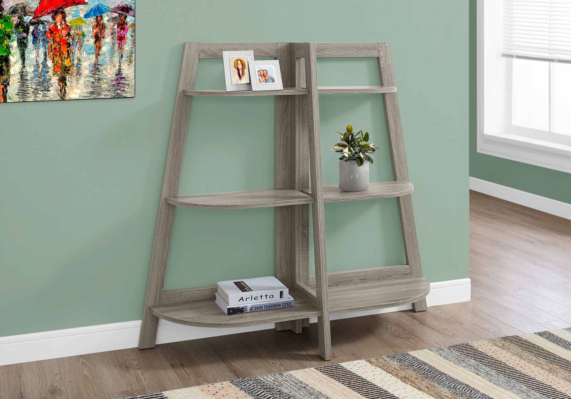 Bookshelf, Bookcase, Etagere, 3 Tier, 48"H, Office, Bedroom, Brown Laminate, Contemporary, Modern Taupe Particle Board