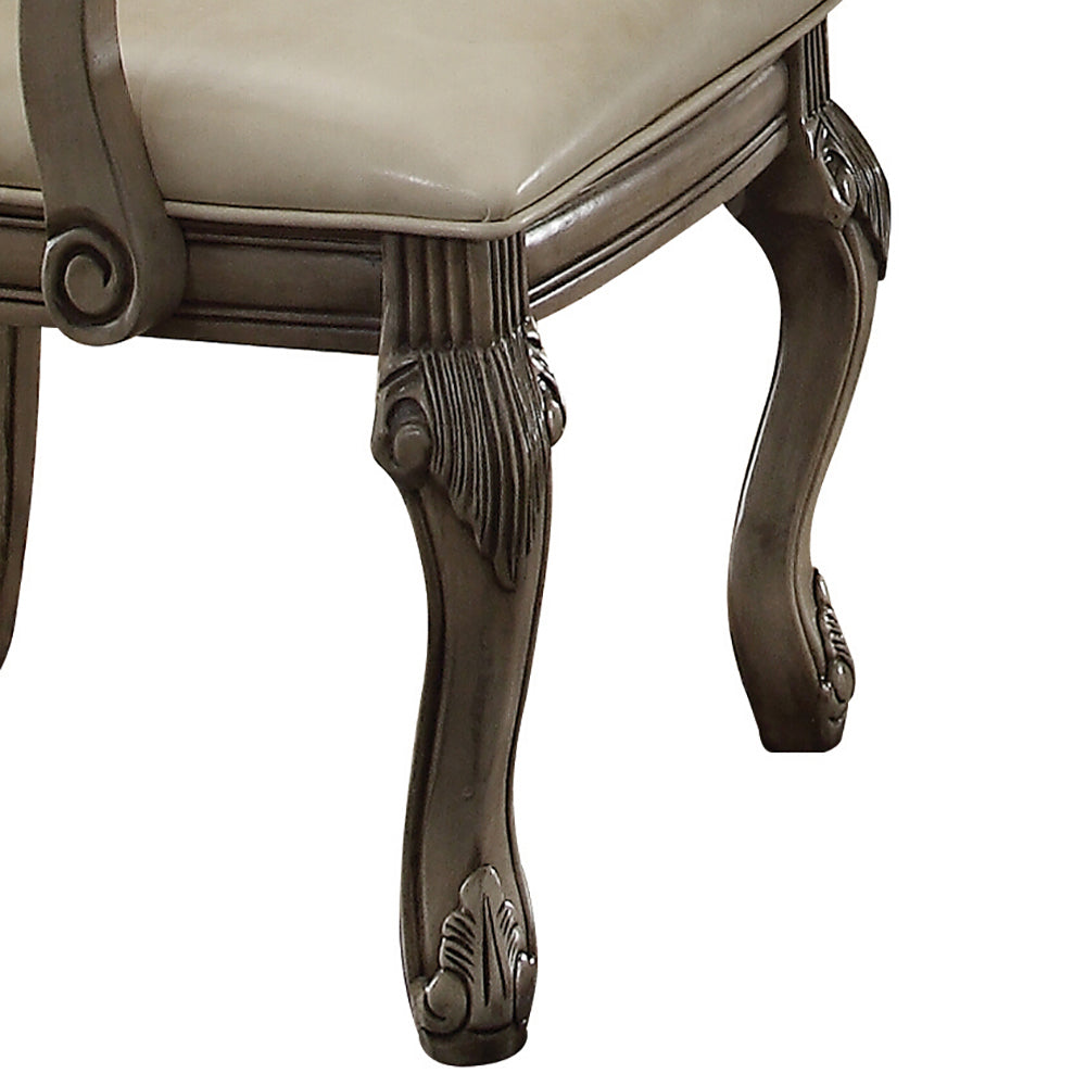 Antique White Solid Back Arm Chairs Set Of 2 Solid Antique White Dining Room Foam Luxury Arm Chair Solid Back Set Of 2 Foam Wood Fabric