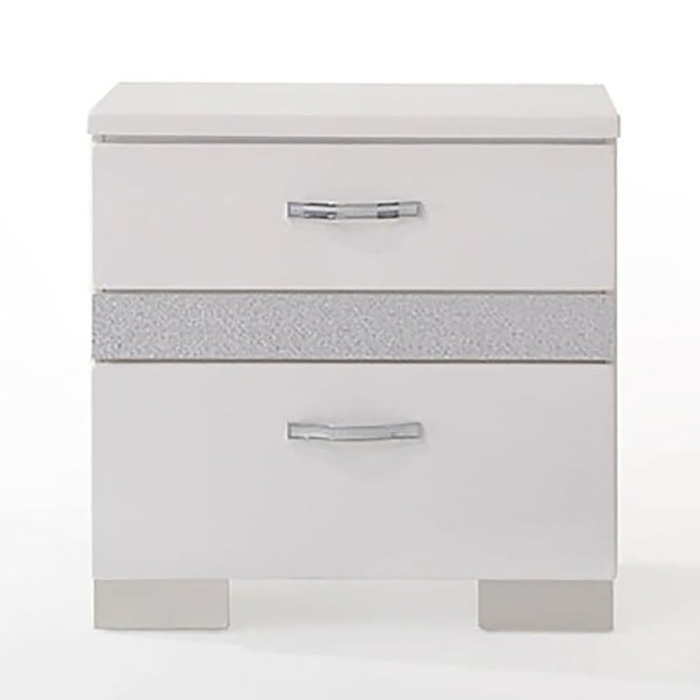 White High Gloss 3 Drawer Nightstand White 3 Drawers Bedroom Rectangle Coastal Felt Lined Drawers Wood Plastic