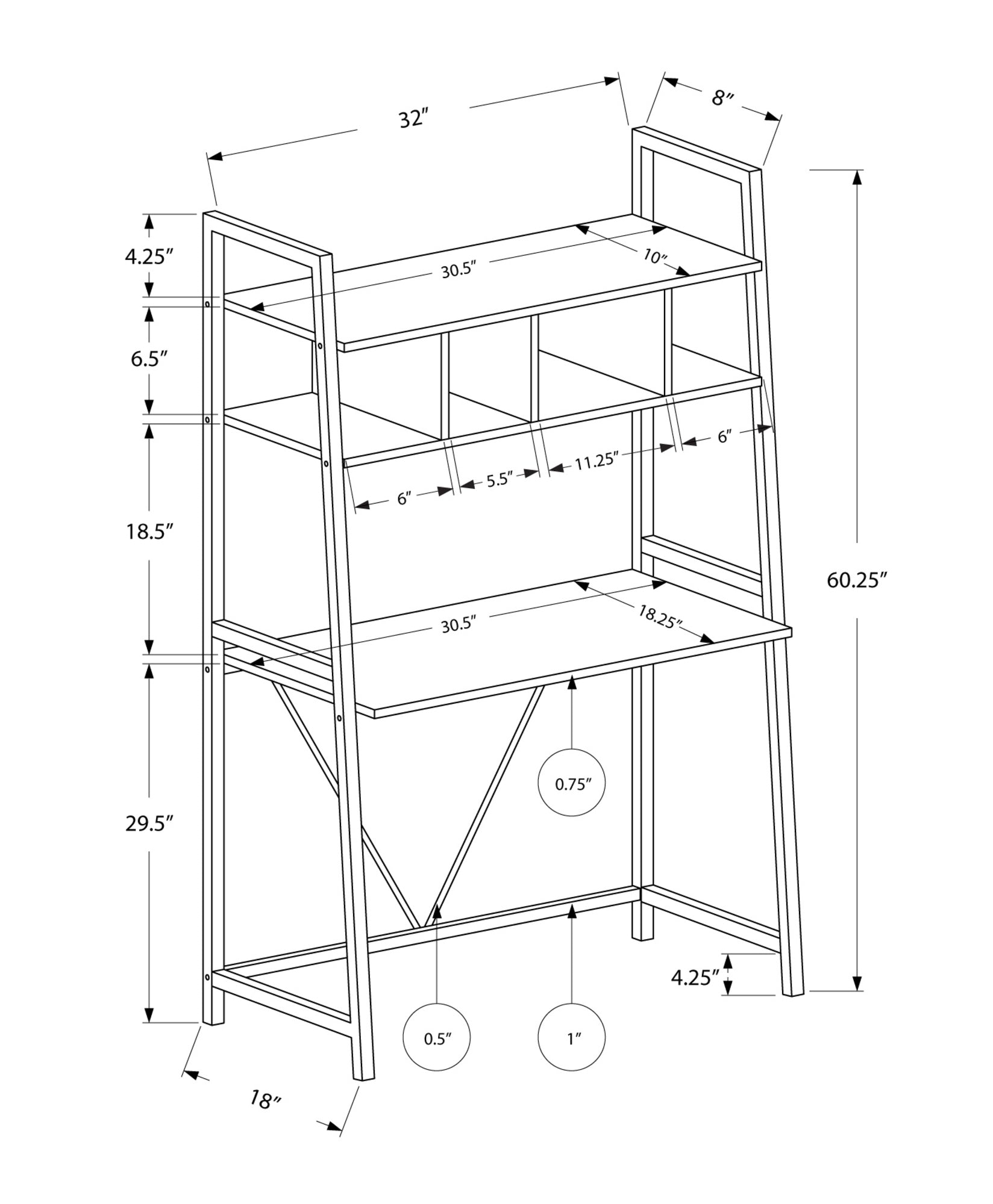 Computer Desk, Home Office, Laptop, Leaning, Storage Shelves, Work, White Laminate, White Laminate, Contemporary, Modern White Mdf