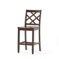 Counter Chair Set Of 2 Mahogany Wood Waterproof Fabric