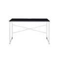 Black And Chrome Writing Desk With Sled Base Black Silver Writting Desk Office Modern Rectangular Desk Wood Metal Sled