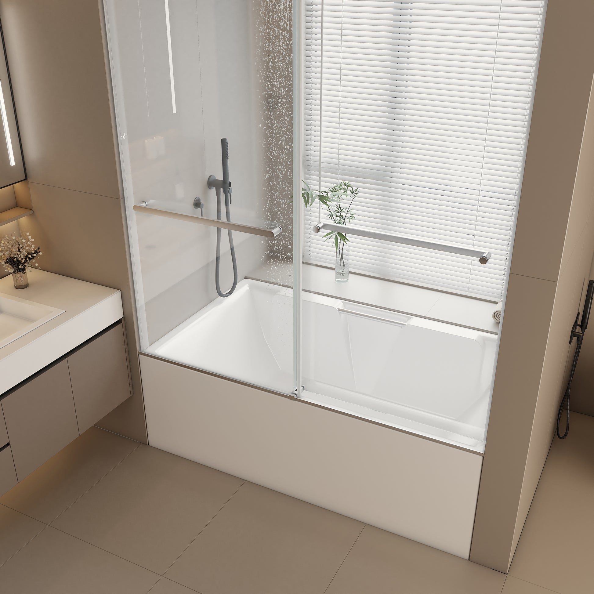 Top Rail Only, Stainless Steel Top Track With Buffer For Shower Door, 24D02P02 T60Chx Chrome Stainless Steel