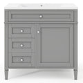 36'' Bathroom Vanity With Medicine Cabinet, Royal Blue Mirror Cabinet, Modern Bathroom Storage Cabinet With 2 Soft Closing Doors And 4 Drawers, Single Sink Bathroom Vanity 4 Grey 2 5 Bathroom Wall Mounted Solid Wood Mdf Resin Painted