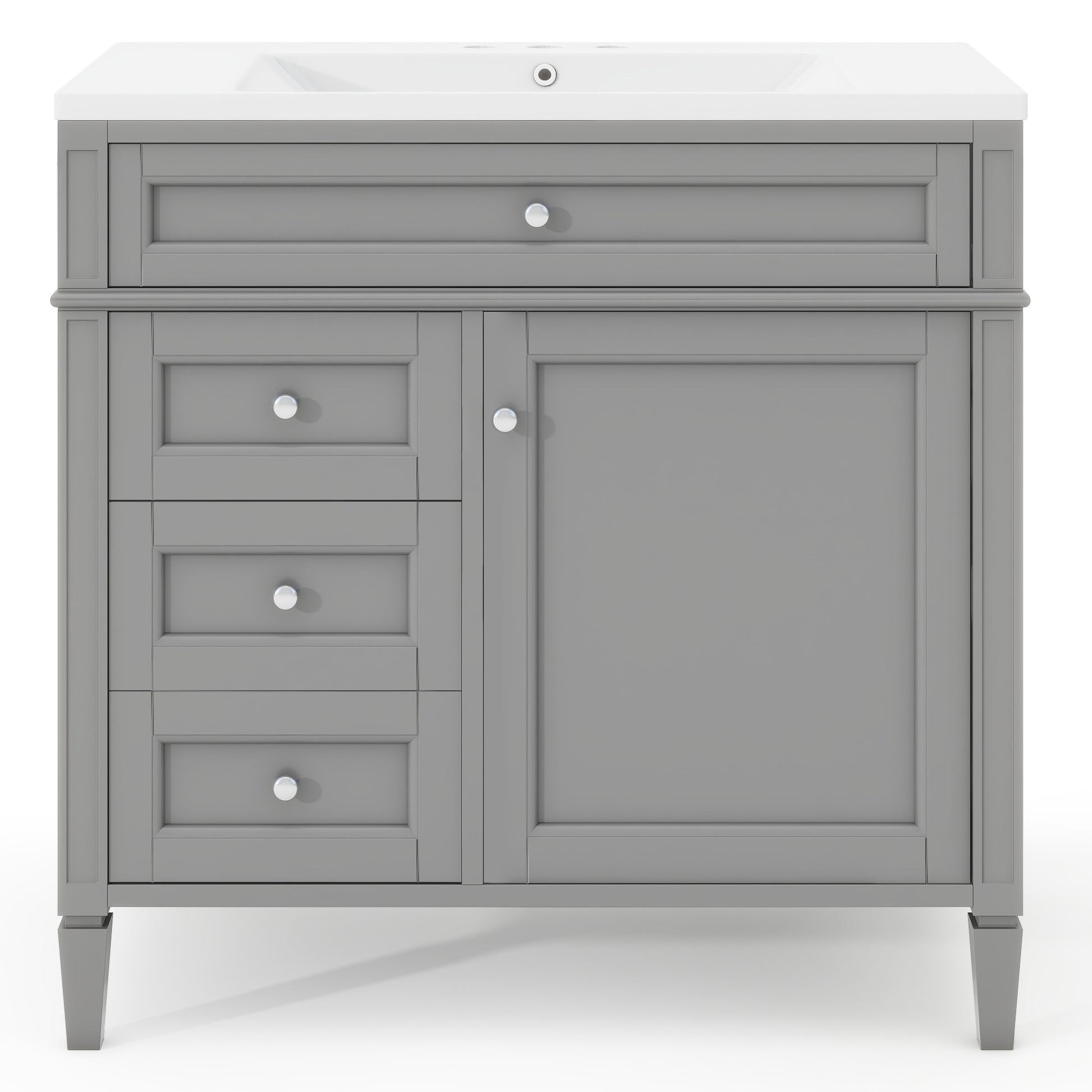 36'' Bathroom Vanity With Medicine Cabinet, Royal Blue Mirror Cabinet, Modern Bathroom Storage Cabinet With 2 Soft Closing Doors And 4 Drawers, Single Sink Bathroom Vanity 4 Grey 2 5 Bathroom Wall Mounted Solid Wood Mdf Resin Painted