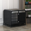 Heavy Duty Dog Crate Furniture Wooden Table Pet Dog Cage Kennel House Indoor Side End Table Decor With Removable Trays And Lockable Wheels For Medium And Large Dogs 42