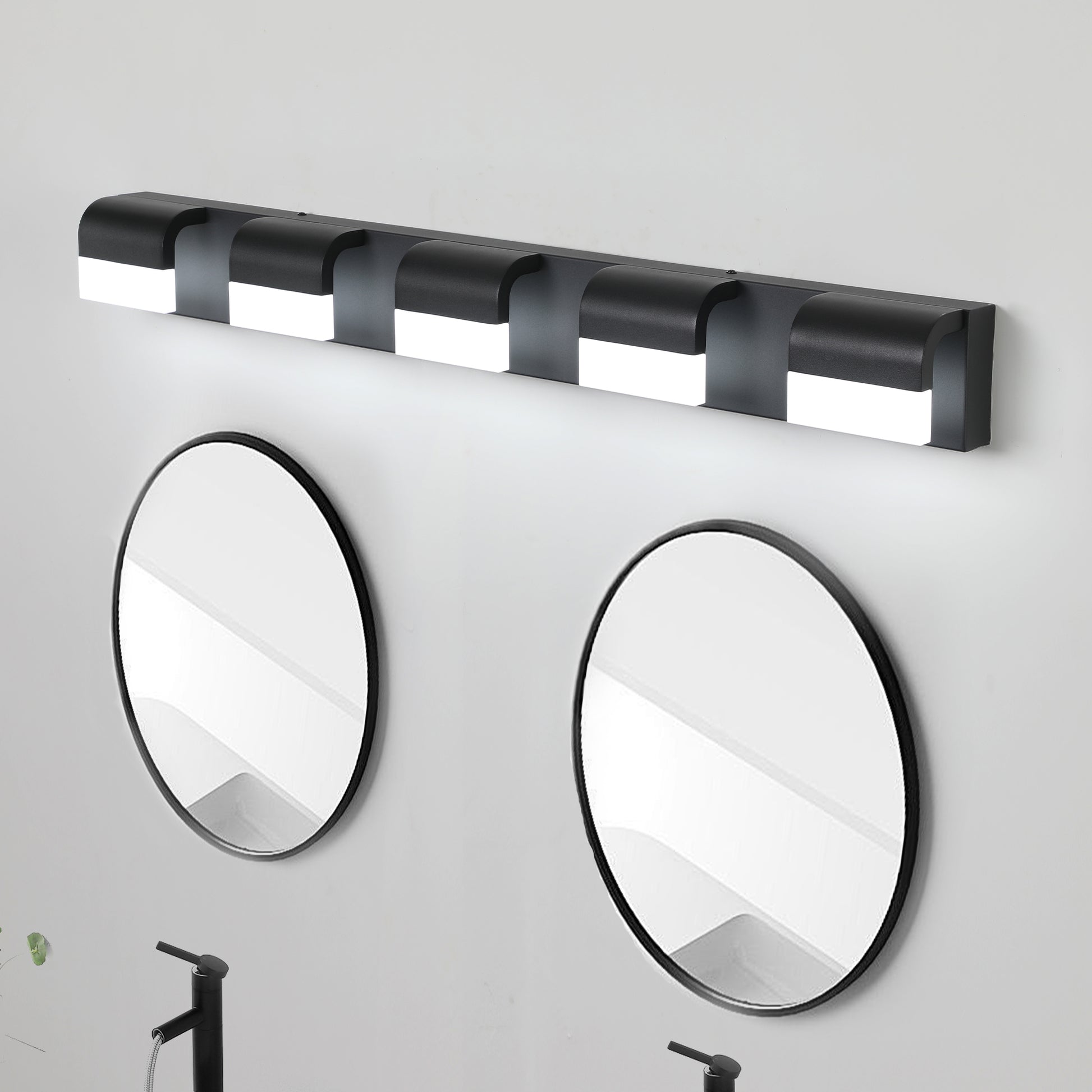 Modern Bathroom Vanity Lighting 5 Light Led Vanity Lights Over Mirror Bath Wall Lighting Black Acrylic,Iron