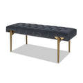 Aria Upholstered Gold Accent Bench, Steel Gray Performance Velvet Gray Foam Velvet