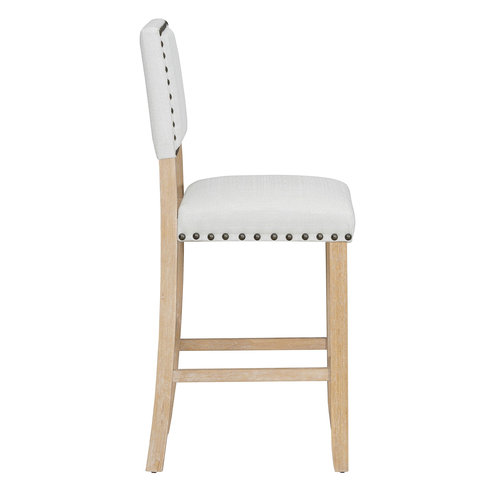 5 Piece Counter Height Dining Set, Classic Elegant Table And 4 Chairs In Natural Wood Wash Natural Wood Wash Solid Wood