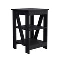 Taylor 3 Tier End Table Nightstand, Side Table For Small Space, Black Black Solid Wood Mdf Engineered Wood