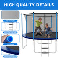 8Ft Outdoor Toddler Trampoline With Enclosure Safety Net Jumping Fun Trampoline, Heavy Duty Jump Pads, Spring Loaded For Children And Adults, Gifts For Boys Girls Blue Garden & Outdoor Iron