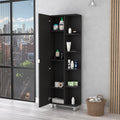 Urano Mirror Linen Cabinet, Four Interior Shelves, Five External Shelves Black Black 1 5 Bathroom Freestanding Modern Particle Board Particle Board