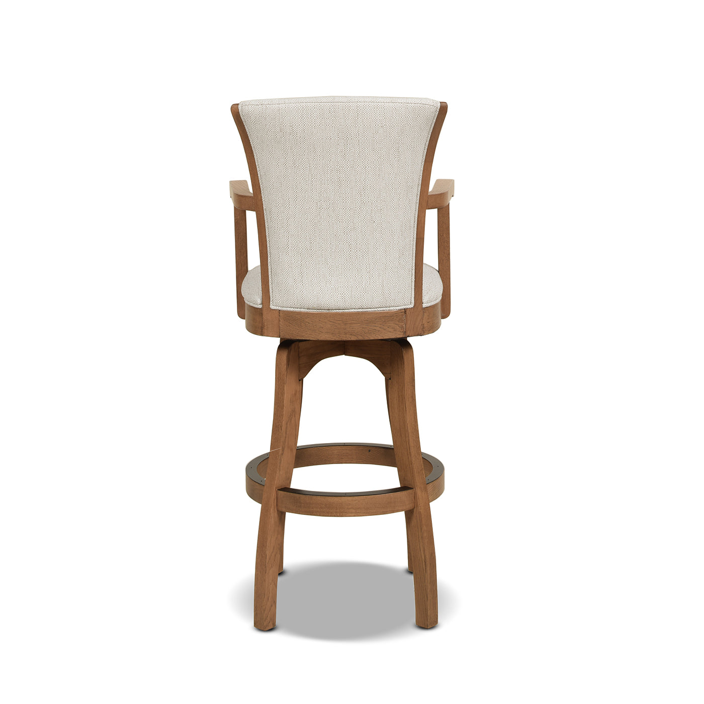 Williams 31In Swivel Bar Stool With Armrests, White Pepper Stain Resistant High Performance Polyester White Foam Polyester