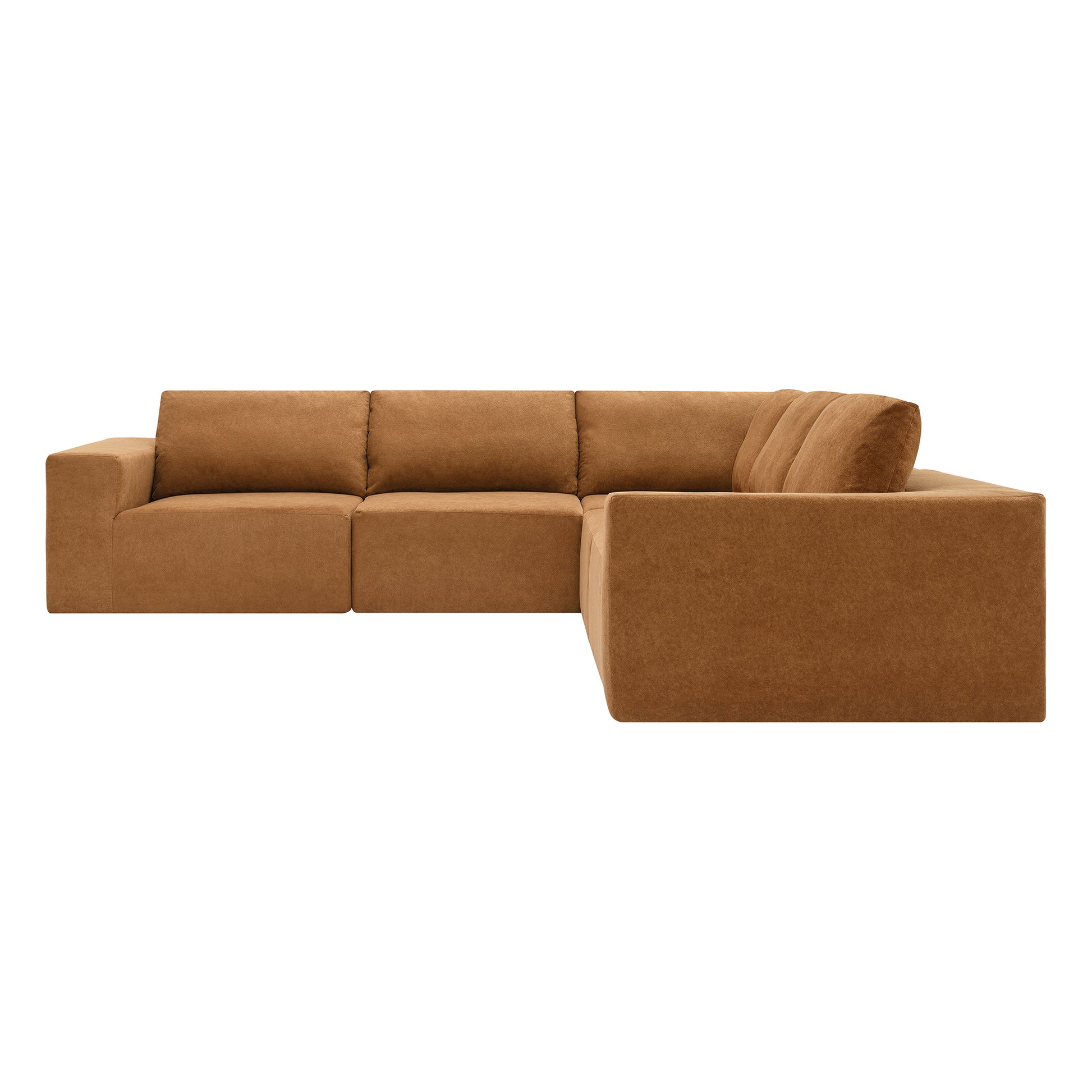 116*116" Modular L Shaped Sectional Sofa,Luxury Floor Couch Set,Upholstered Indoor Furniture,Foam Filled Sleeper Sofa Bed For Living Room,Bedroom,5 Pc Free Combination,3 Colors Brown Fabric 5 Seat