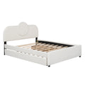 Queen Size Upholstered Platform Bed With Multi Functional Headboard, Trundle And 2 Drawers, White Box Spring Not Required Queen White Wood Bedroom Upholstered