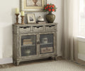 Weathered Grey 2 Door Console Cabinet With 3 Drawer Freestanding 3 4 Drawers Grey Primary Living Space Drawers Included Modern Solid Wood Mdf