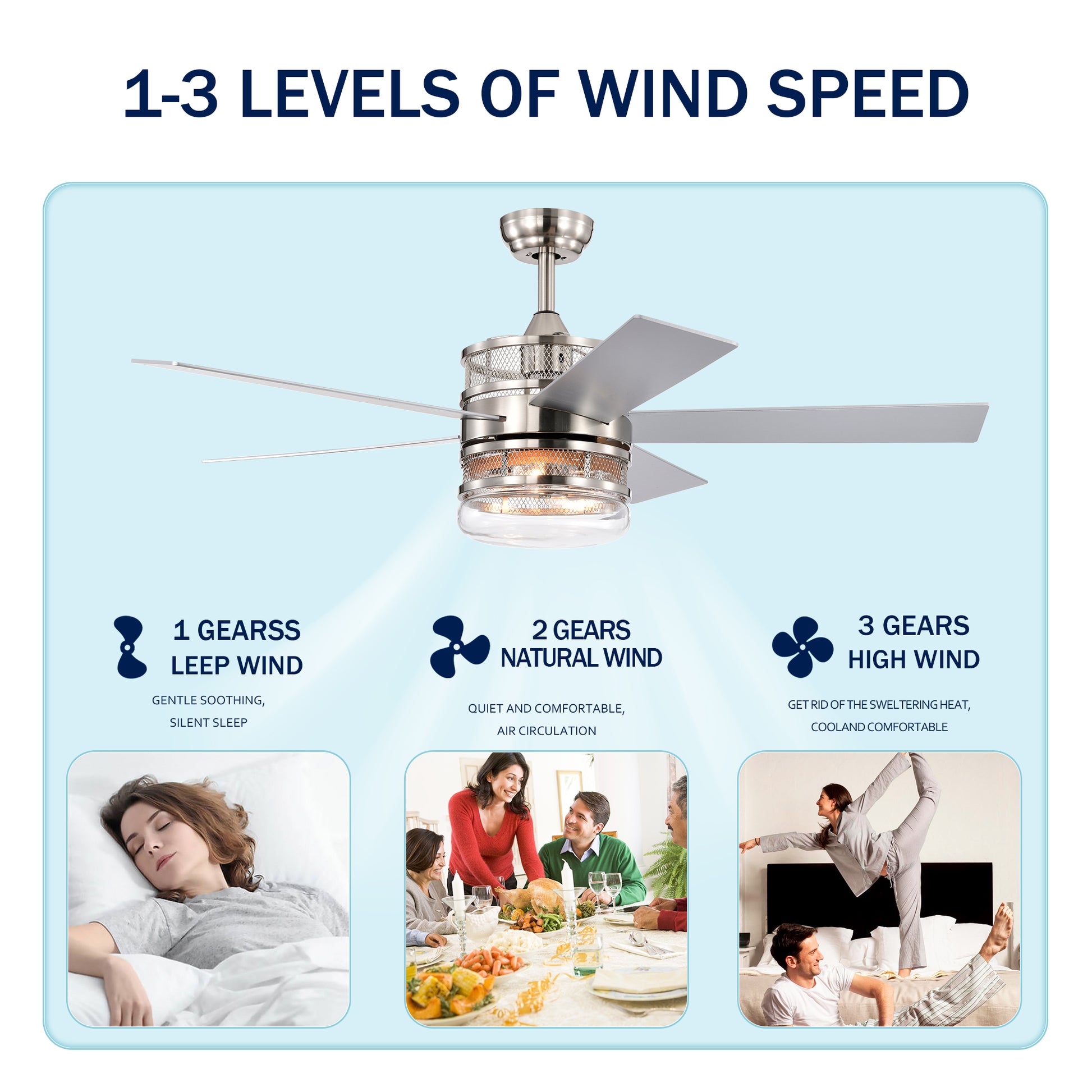 52 Inch 5 Blade Plywood Blades Ceiling Fan ,Dual Lamp Shade Ceiling Fan With Remote Control Optional Remote Satin Nickel Nickel American Design,American Traditional,Classic,Contemporary,Farmhouse Plywood Metal