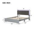 Queen Size Upholstered Bed With Led Lights,Modern Platform Bed With Velvet Headboard,Grey Queen Grey Mdf