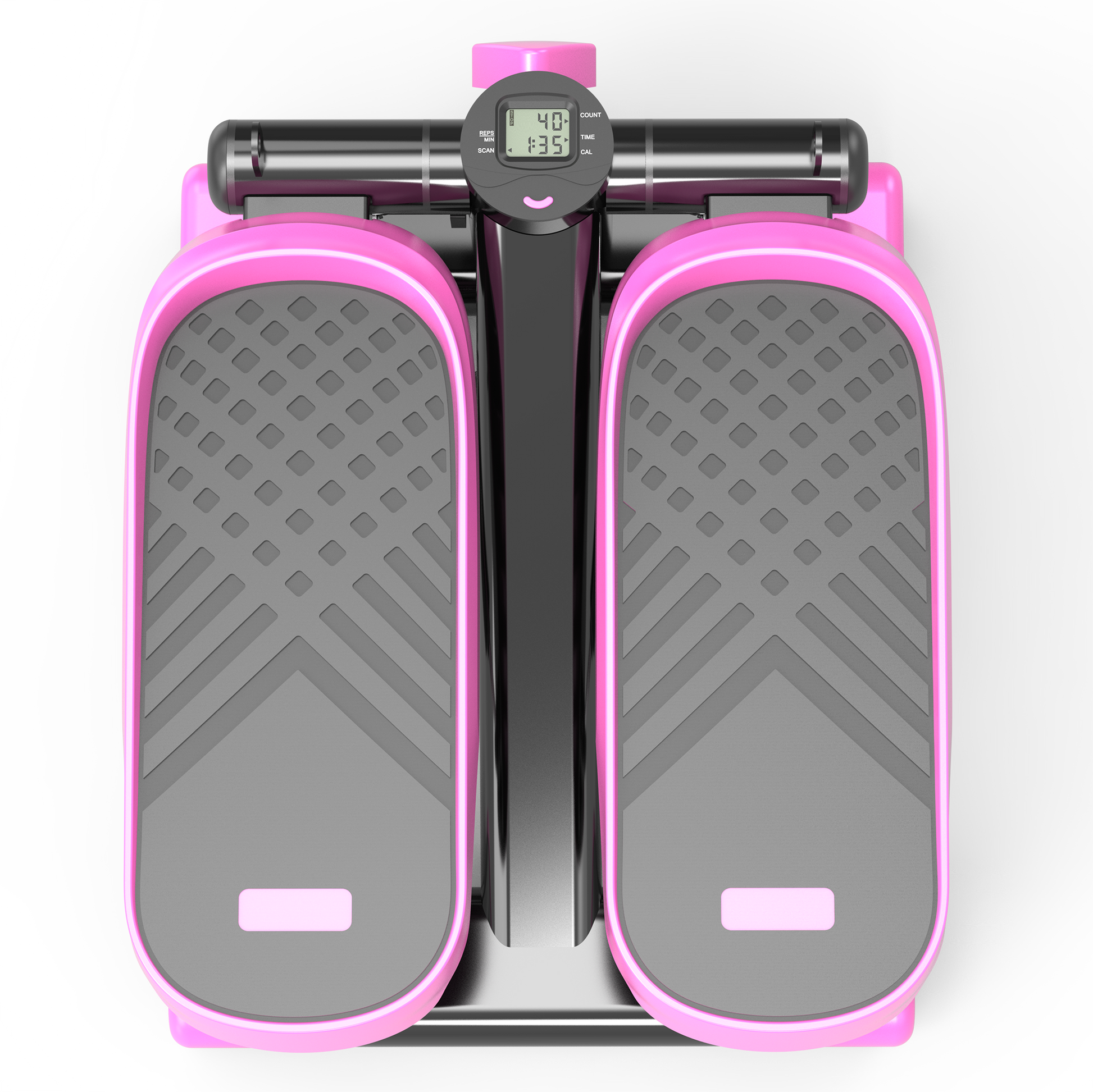 Home Office Exercise 330Lbs Capacity Mini Stepper With Resistance Bands And Lcd Monitor Pink Black Steel