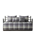 6 Piece Reversible Plaid Daybed Cover Set Grey Daybed Grey Polyester