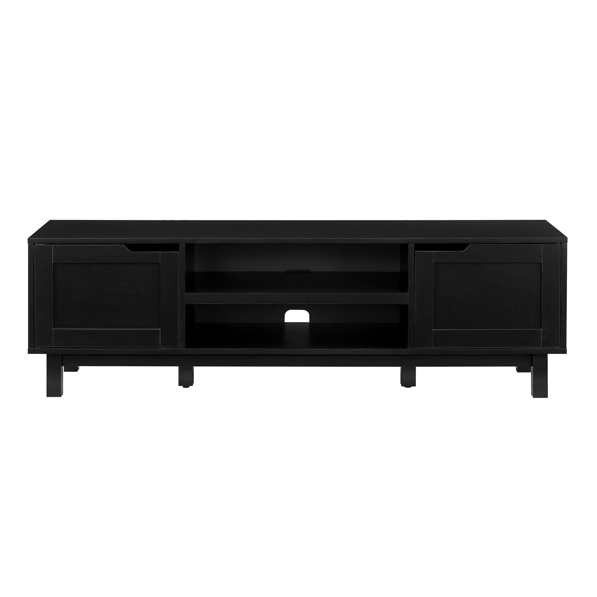 Modern 2 Door Open Storage Tv Stand For Tvs Up To 65 Inches Solid Black Black 60 69 Inches Mdf Mdf