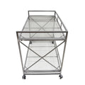 Bar Cart - Silver Glass Metal