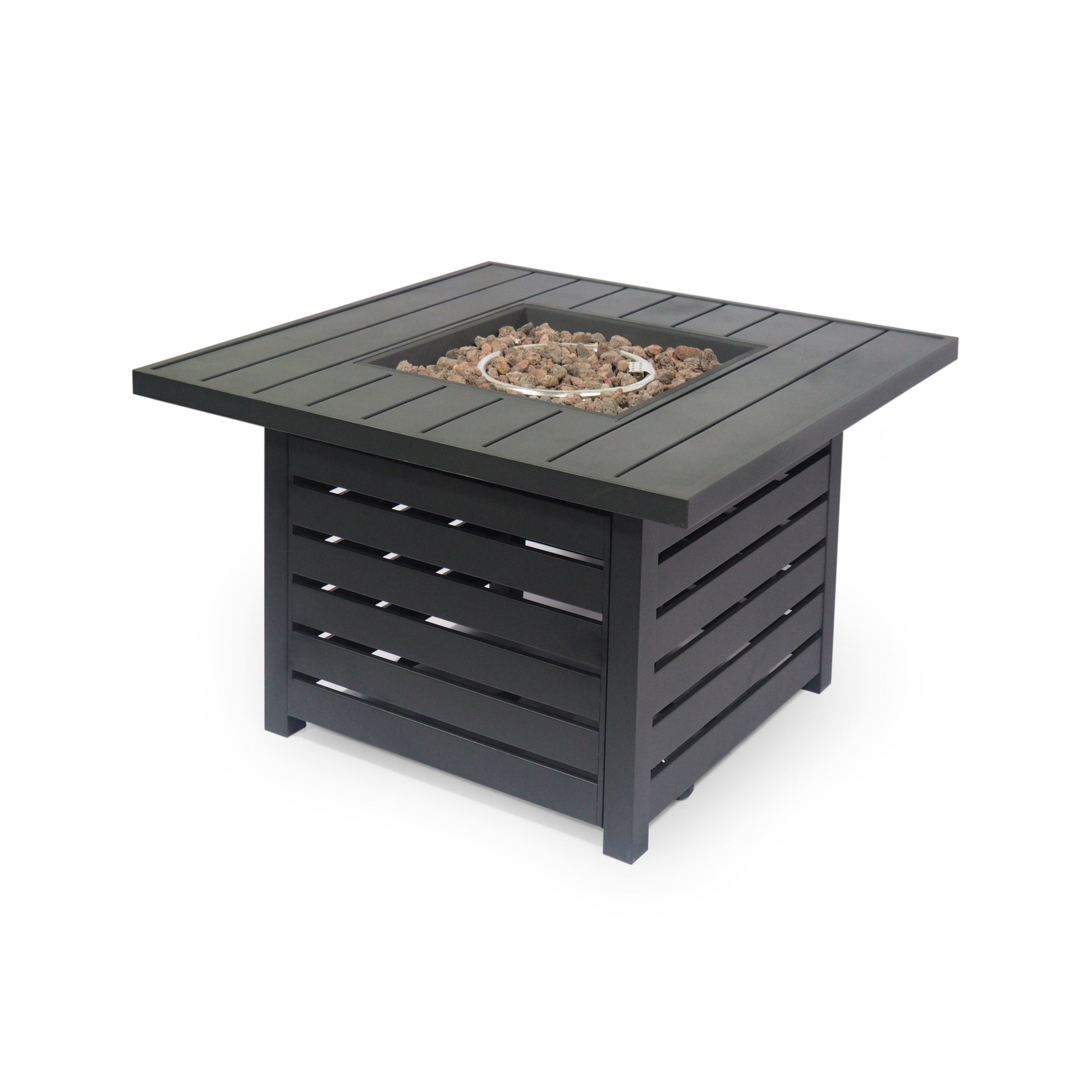 Square Iron Fire Pit 50000Btu Black Iron