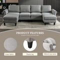 Coolmore Accent Sofa Living Room Sofa Sectional Sofa, U Shape Sectional Sofa With Ottoman, Reversible Sofa Couch For Living Room Light Gray Linen Light Gray Foam Linen 4 Seat