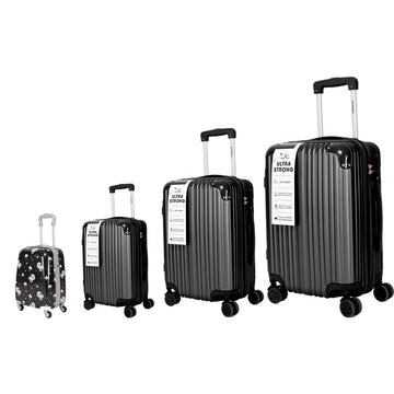 4 Piece Luggage Set, Lightweight Abs Luggage 4 Piece Set 16.20.25.29 Inches, Checked And Carry On Luggage Set, With Swivel Wheels Black Abs