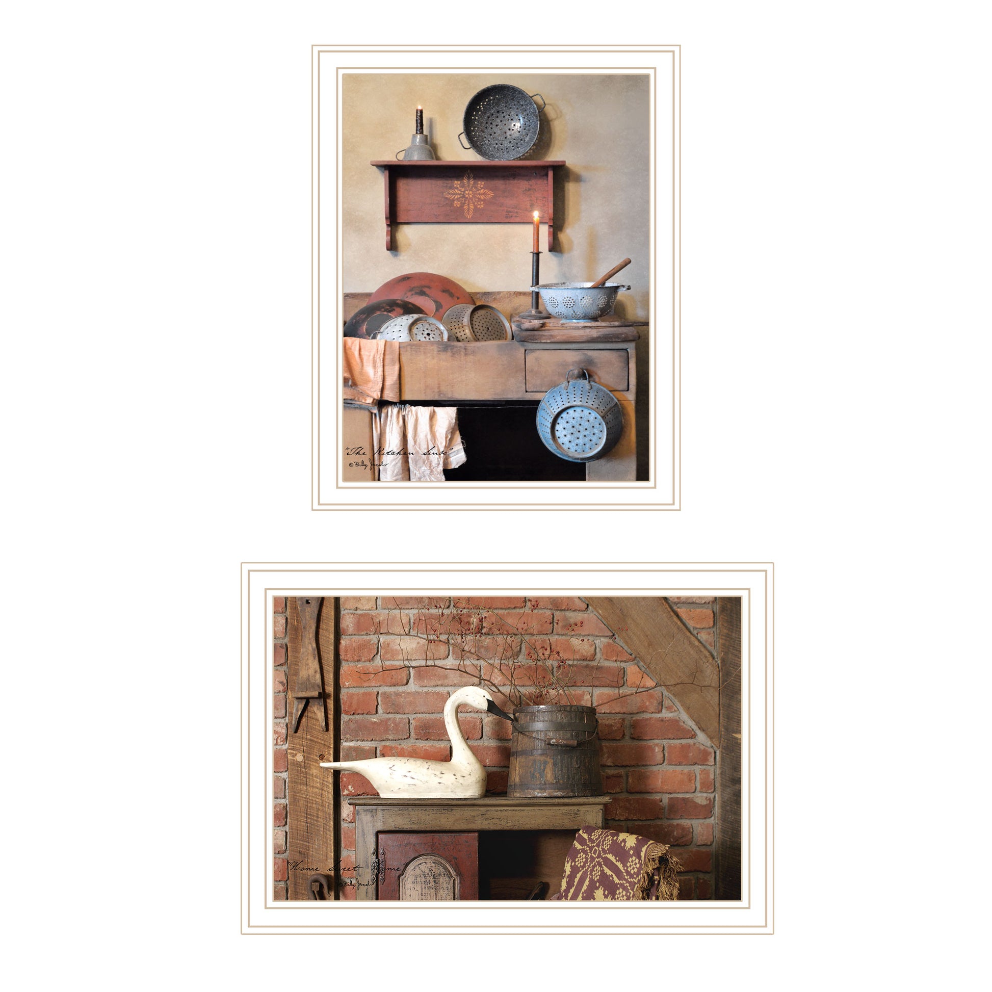 2 Piece Vignette Home Sweet Home White Framed Wall Art For Living Room, Bedroom Wall Art Print For Home Decor By Billy Jacobs Multicolor Wood Paper