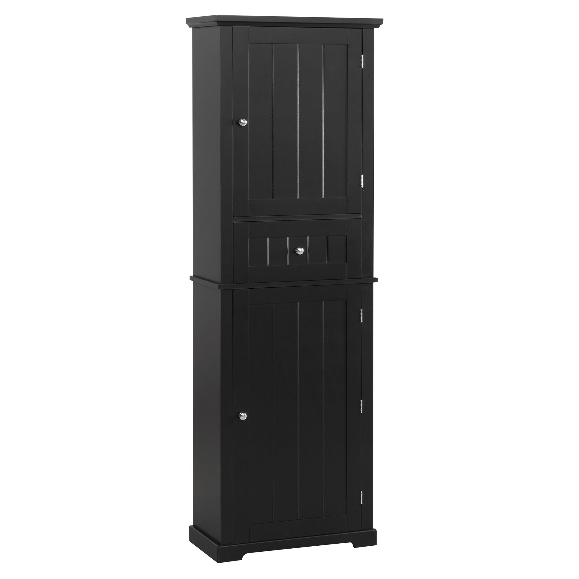 Tall Bathroom Storage Cabinet, Freestanding Storage Cabinet With Drawer And Adjustable Shelf, Mdf Board With Painted Finish, Black Black Mdf