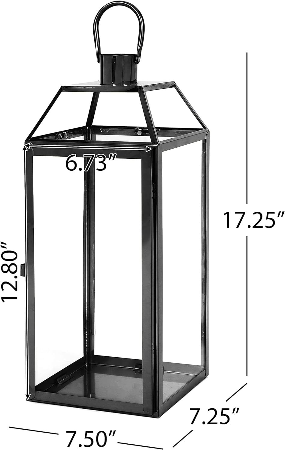 Harris 18"H Stainless Steel Lantern Black Stainless Steel