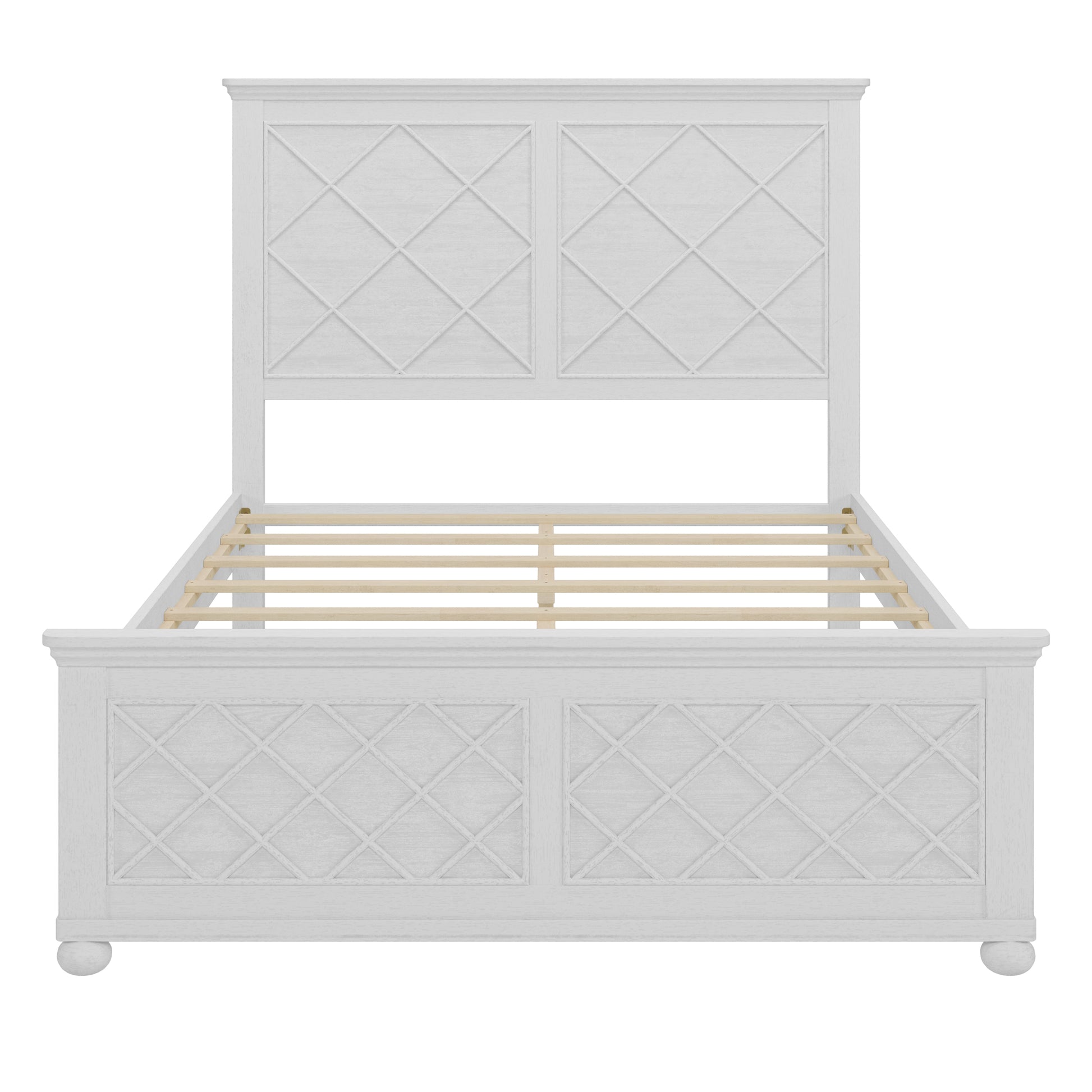 Coastal Farmhouse Solid Wood Full Size Bed Frame,Antique White Box Spring Not Required Full Antique White Wood Bedroom Farmhouse,Traditional,Vintage Bed Frame Wood