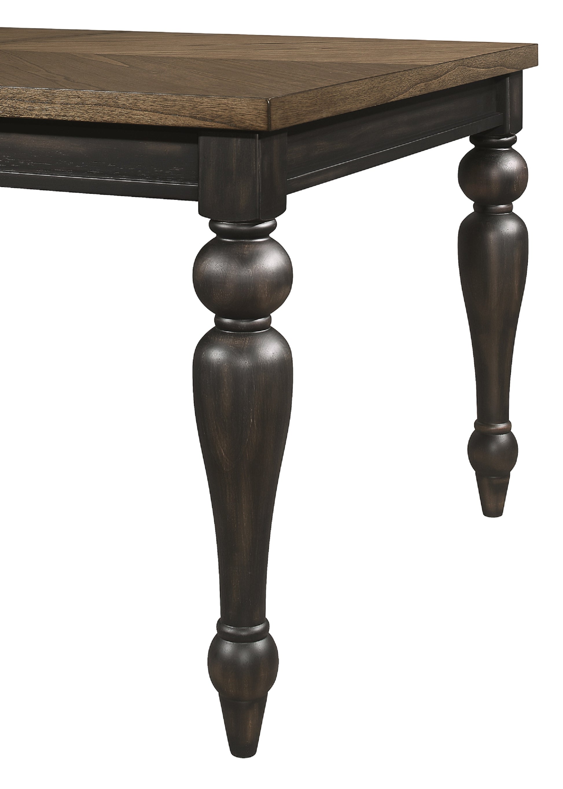 Traditional 1Pc Dining Table Two Tone Finish Gray Brown Finish 18" Extension Leaf Beautiful Carved Legs Vintage Dining Room Furniture Brown Gray Dining Room Traditional Wood