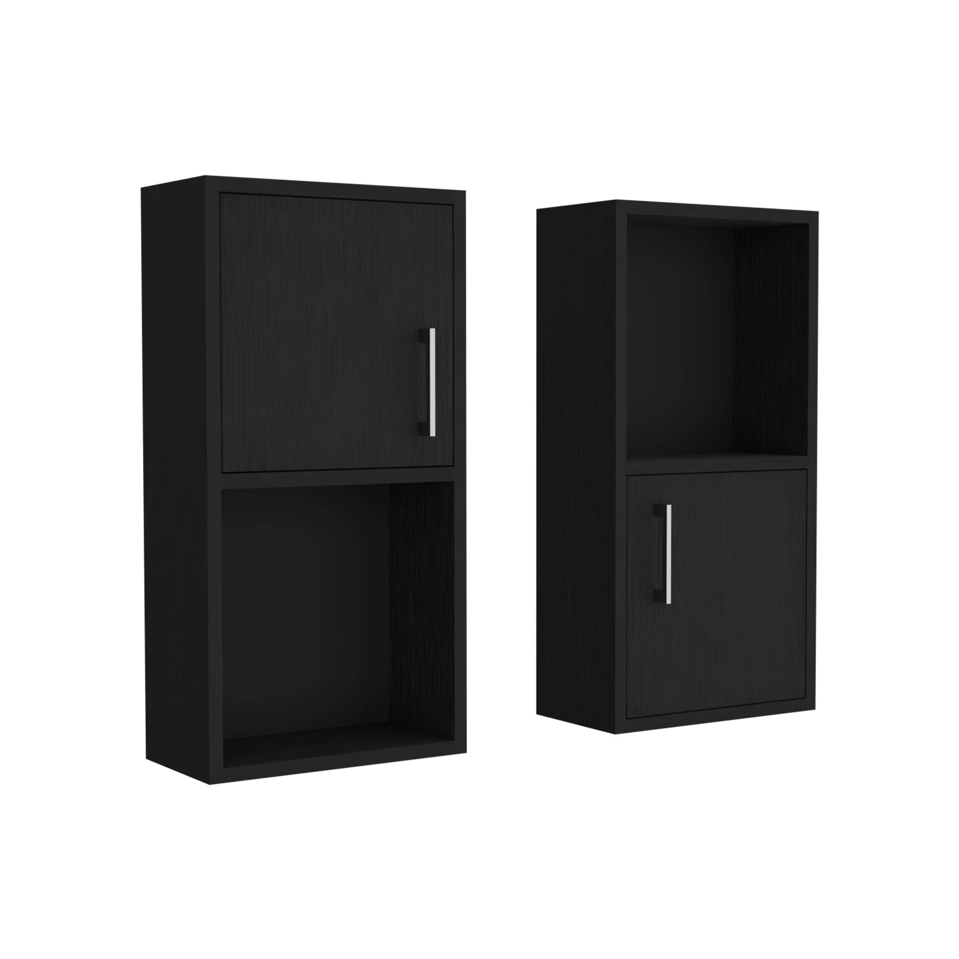 Wall Mounted Bathroom Medicine Cabinet Eak 24" H, Two Doors, Two Shelves,Black Black Solid Wood Mdf Engineered Wood