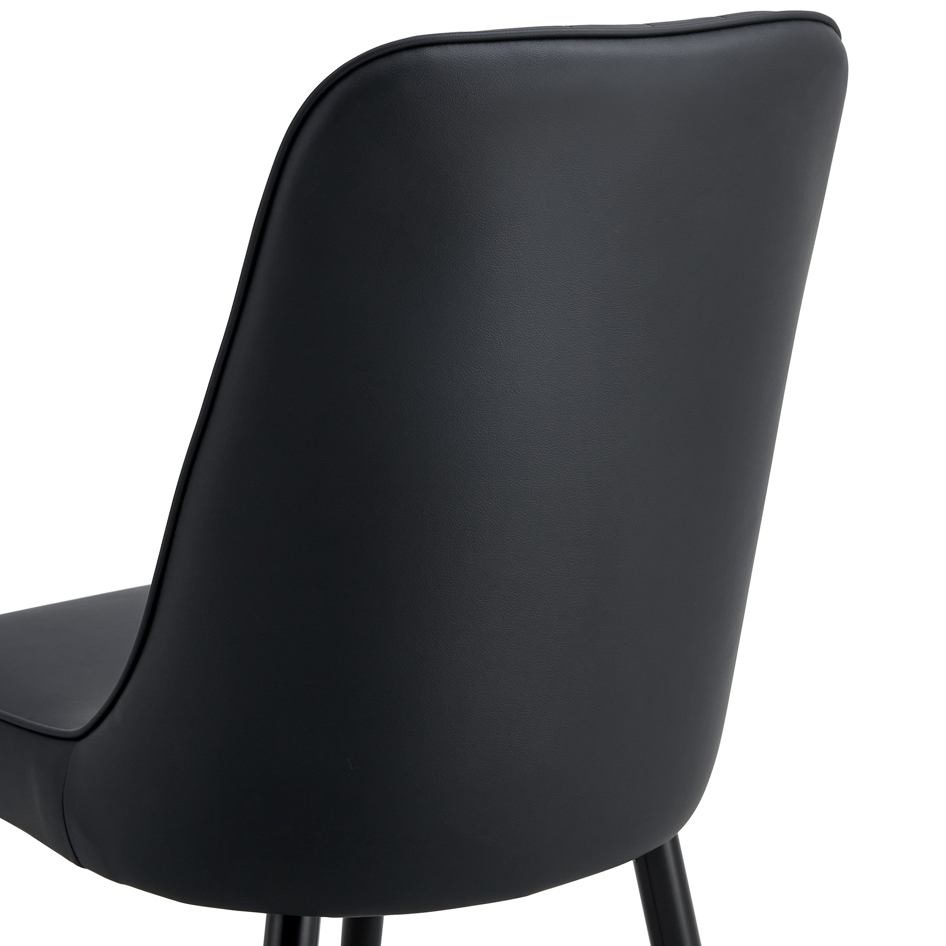 1 Table And 8 Chairs Set.A Rectangular Dining Table With A Imitation Marble Black Table Top And Black Metal Legs.Paired With 8 Chairs With Pu Leather Seat Cushion And Black Metal Legs.F 1537,C 007 Black Glass Metal