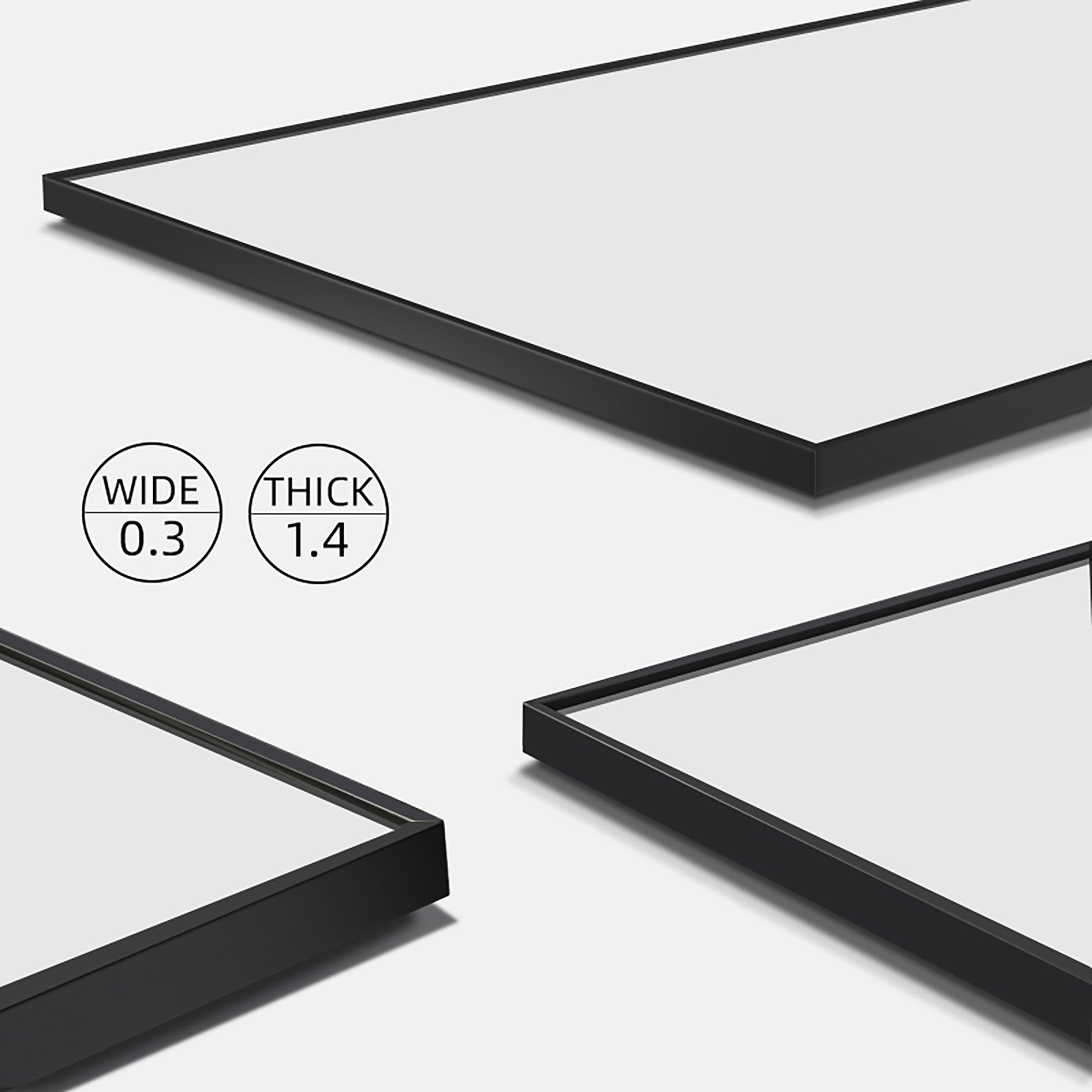 65*24 Inch Floor Mirror Full Length Mirror Ultra Thin Aluminum Alloy Frame Modern Style Standing Hanging Mirror Wall Mounted Mirror Black Modern Glass Metal