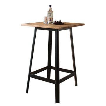 Retro Natural And Black Square Bar Table Natural Black Primary Living Space Modern Pine Rectangular Wood Metal