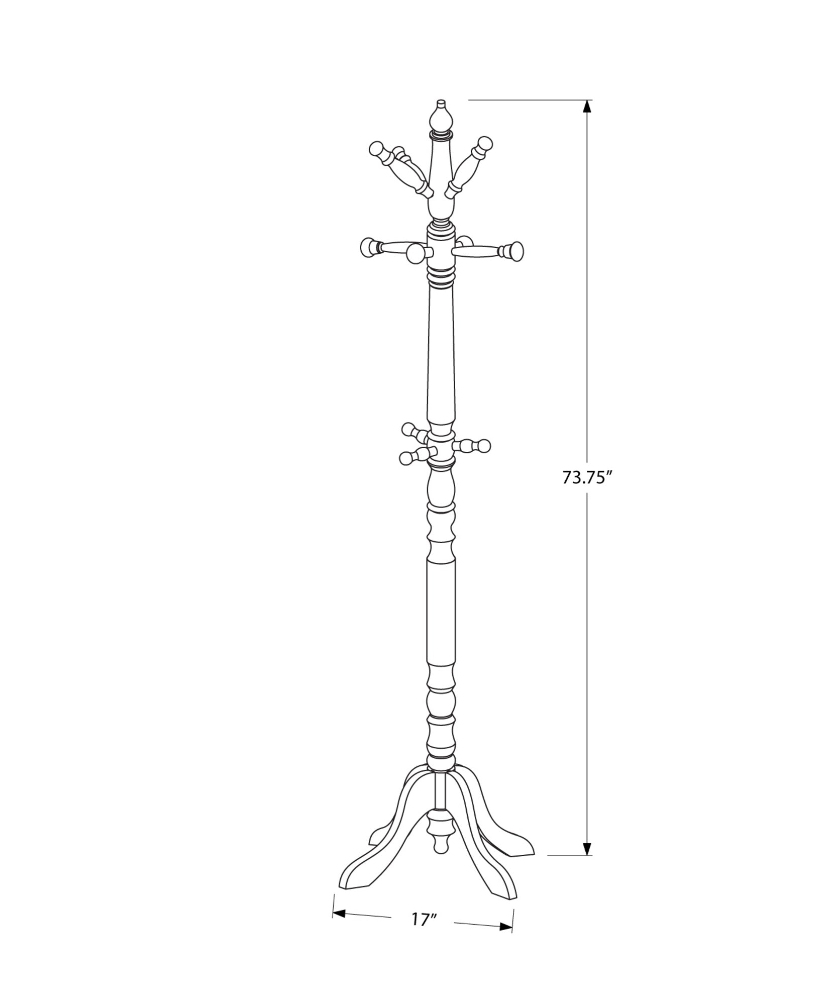 Coat Rack, Hall Tree, Free Standing, 11 Hooks, Entryway, 73"H, Bedroom, White Wood, Transitional White Solid Wood