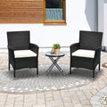 Outsunny 2 Pcs Rattan Wicker Dining Chairs With Cushions And Anti Slip Foot, Patio Stackable Chairs Set For Backyard, Garden, Lawn, Dark Coffee Black Rattan Metal