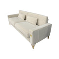 Fx P18 Cw Sofa Luxury Velvet Sofa With Gold Accents Modern 3 Seat Couch With Plush Cushions, Perfect For Living Room And Office Decor Cream White Velvet 2 Seat