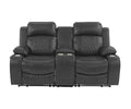 Power Motion Loveseat 1Pc Contemporary Charcoal Gelstorage Arms W Cup Holder Living Room Furniture Charcoal Faux Leather Primary Living Space Cushion Back Contemporary,Modern Pillow Top Arms Metal & Wood 2 Seat