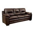 Contemporary Sofa Inwith Tufted Back, Brown Brown Leather