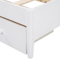 Queen Size Wooden Rattan Platform Bed, With 2 Big Drawers, T Size Trundle, White Queen White Plywood